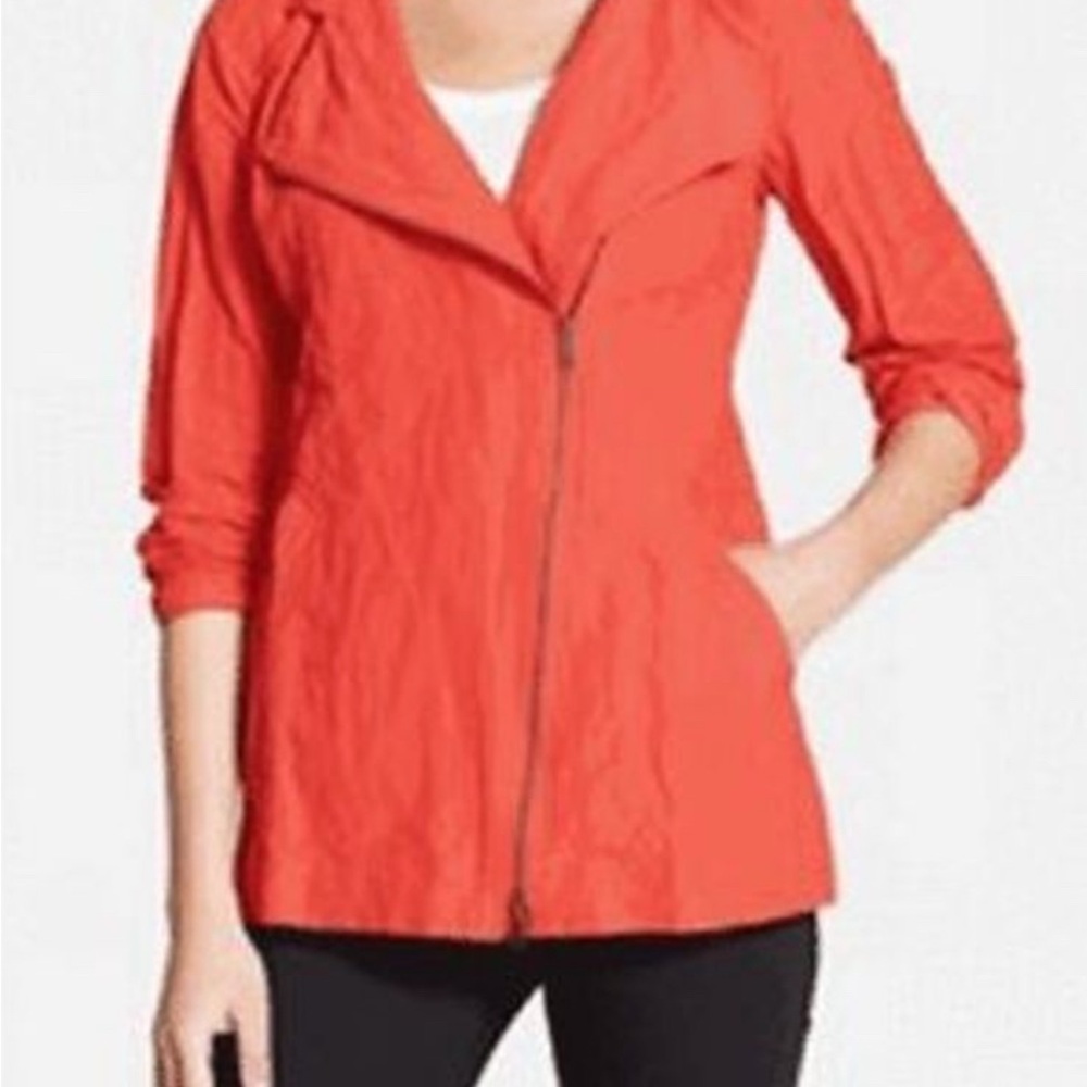 Eileen Fisher Women's Bold Red Cotton Steel Lory Jacket - Picture 7 of 9